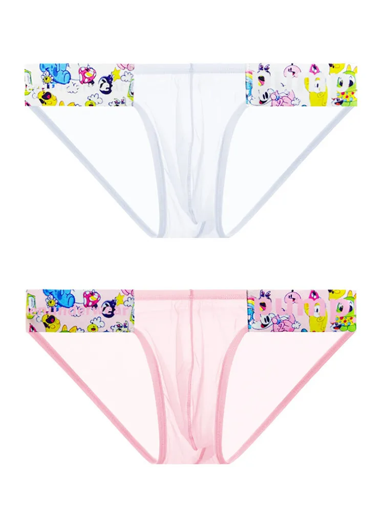 Men's Cartoon High-Cut Triangle Briefs | Breathable Transparent Stylish Underwear