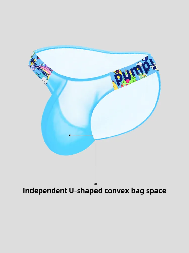 Men's Cartoon High-Cut Triangle Briefs | Breathable Transparent Stylish Underwear