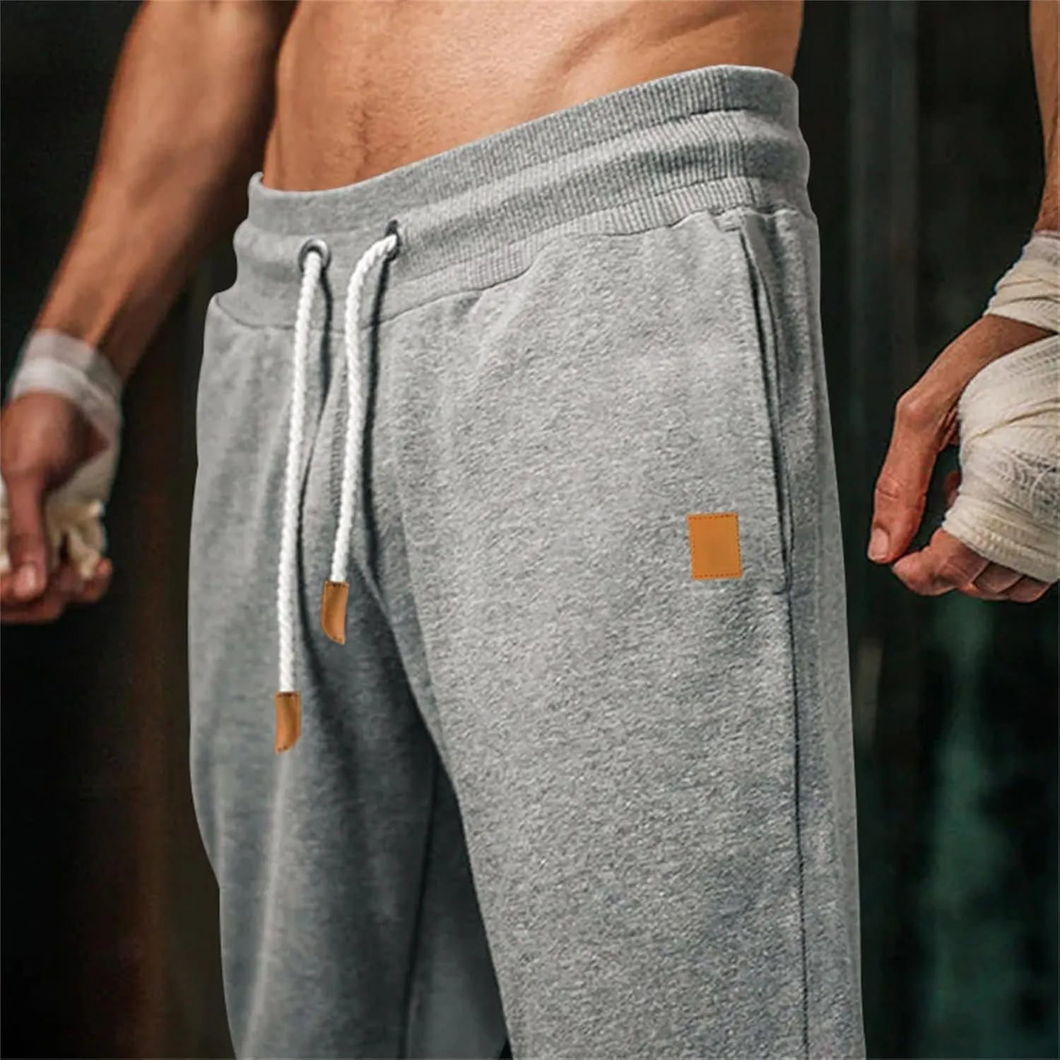 Mens Casual Cotton Sweatpants Stretch Elastic Waist Joggers Athletic Gym Pants Hiking Hunting Work Trousers