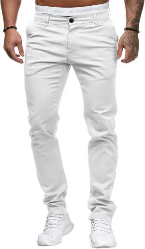 Mens Chinos Dress Pants Slim Fit Casual Drawstring Sweatpants Lightweight Skinny Outdoor Cotton Fashion Trousers