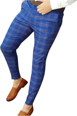 Mens Dress Pants Plaid Skinny Slim Fit Dress Pants Casual Work Business Fashion Golf Pencil Pants Stretch Tapered Suit Pants