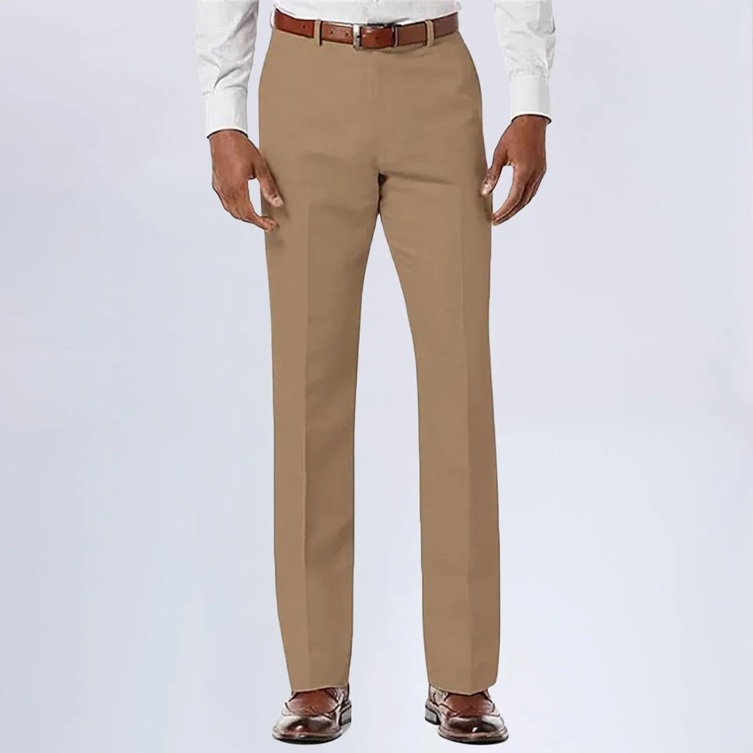 Mens Front Flat Casual Dress Pants Slim Fit Suit Pants Comfy Classic Stretch Chino Pants Business Work Trousers for Men