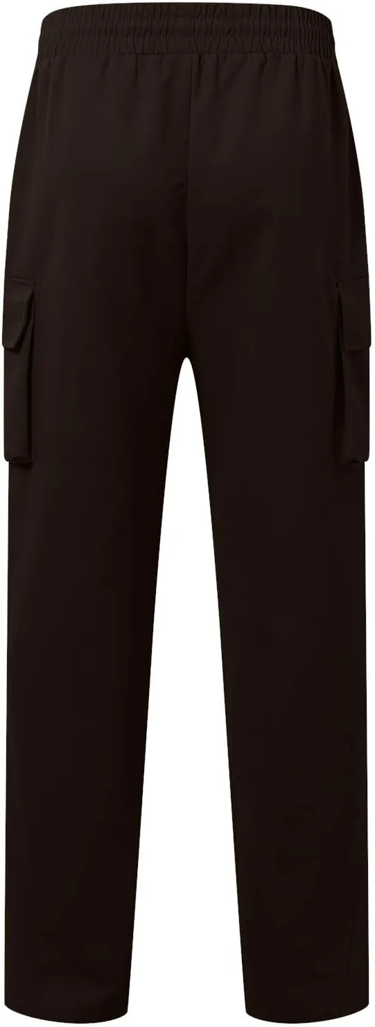 Mens Stretch Work Trousers Working Tactical Linen Elastic Waist Skinny Bike Athletic Basketball Leather Cargo Joggers