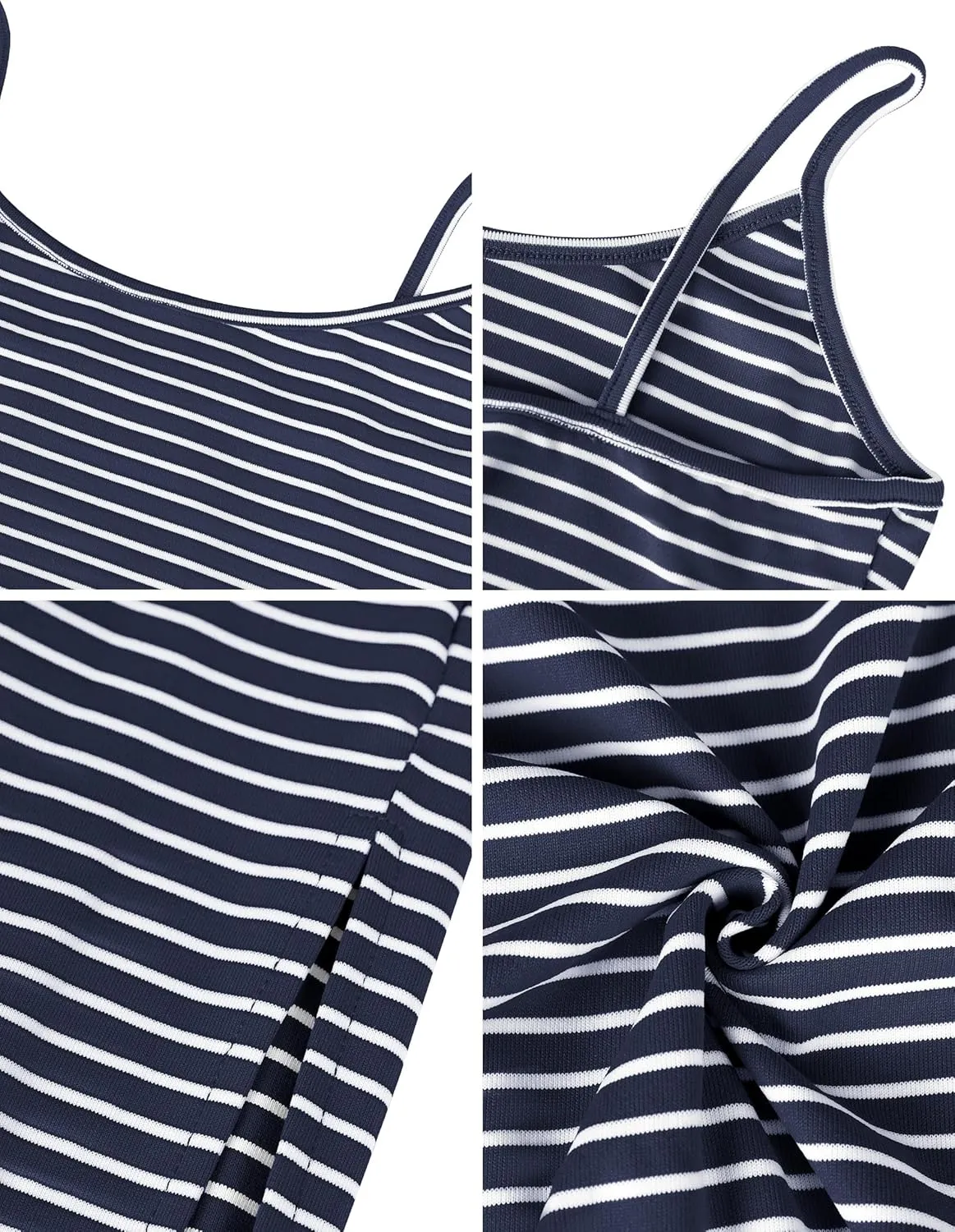 Missufe Women's 2 Piece Outfits Striped Cami Crop Top and Slit Maxi Pencil Skirt Summer Beach Set