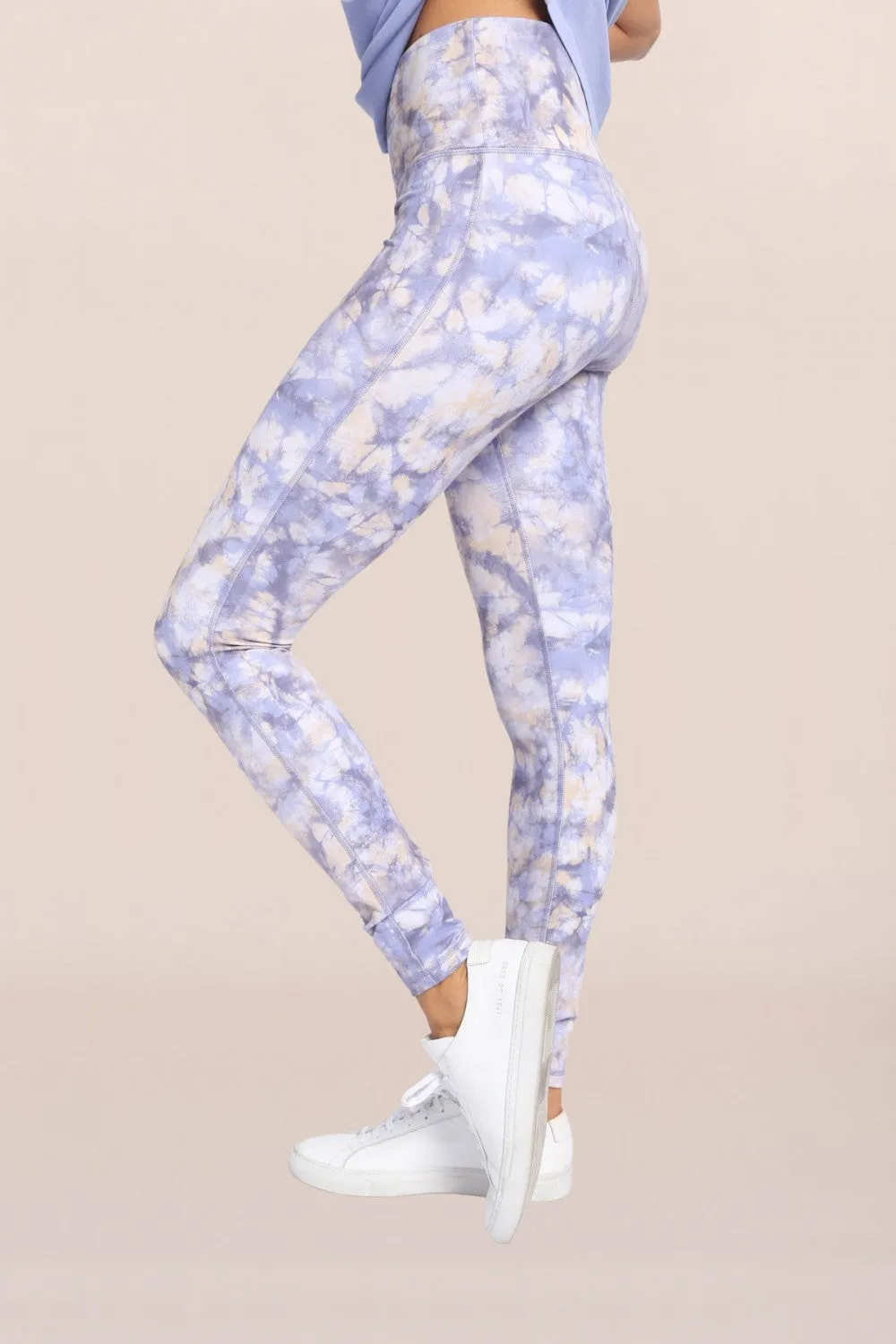 Mono B Ocean Tie-Dye High-Waist Leggings In Purple