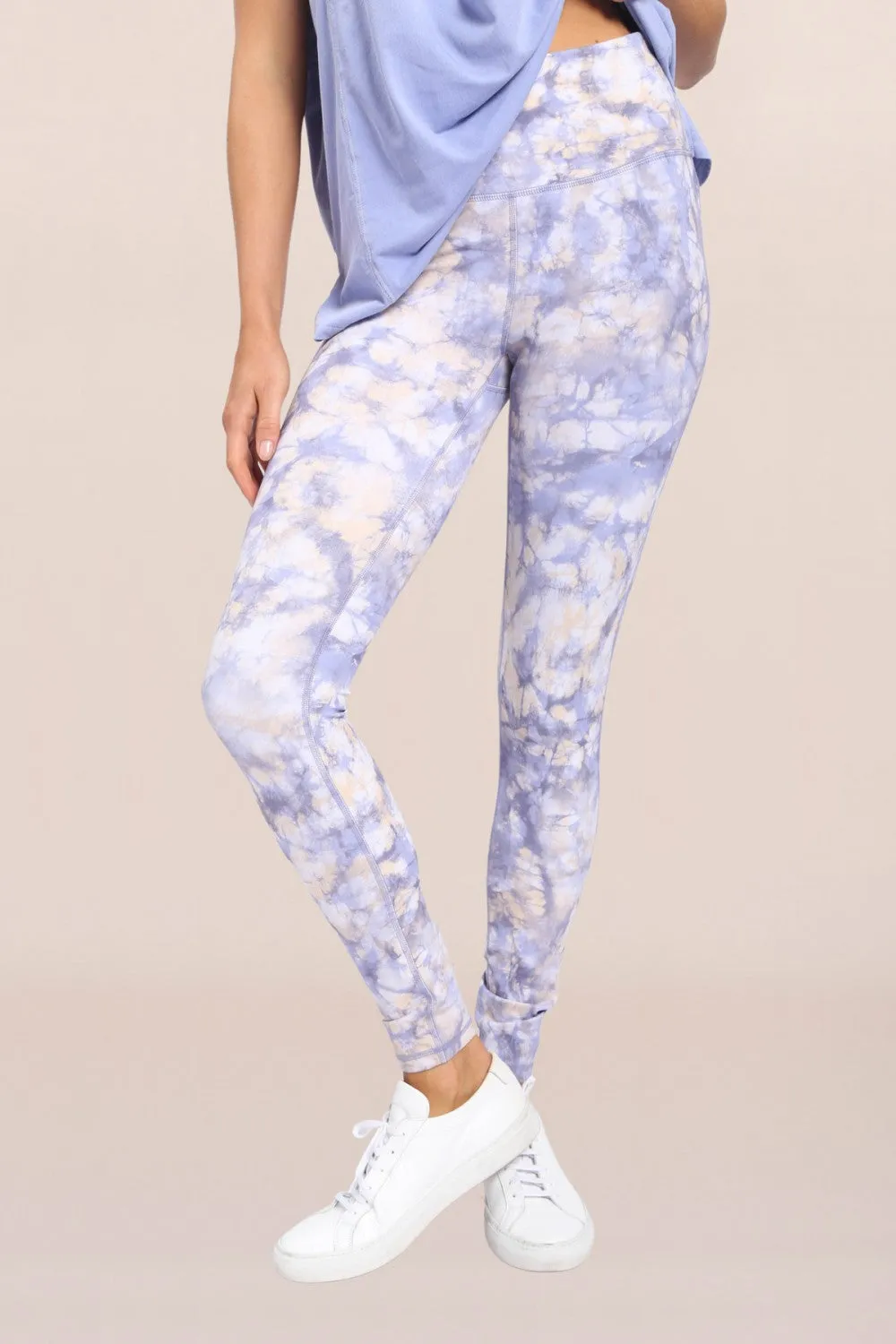 Mono B Ocean Tie-Dye High-Waist Leggings In Purple