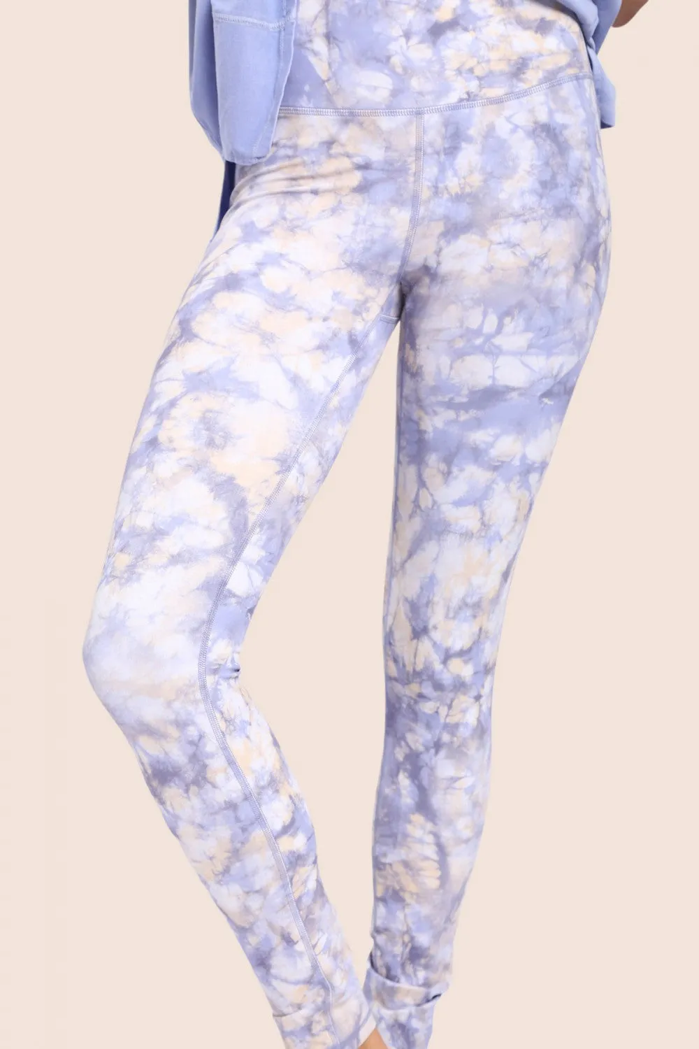 Mono B Ocean Tie-Dye High-Waist Leggings In Purple