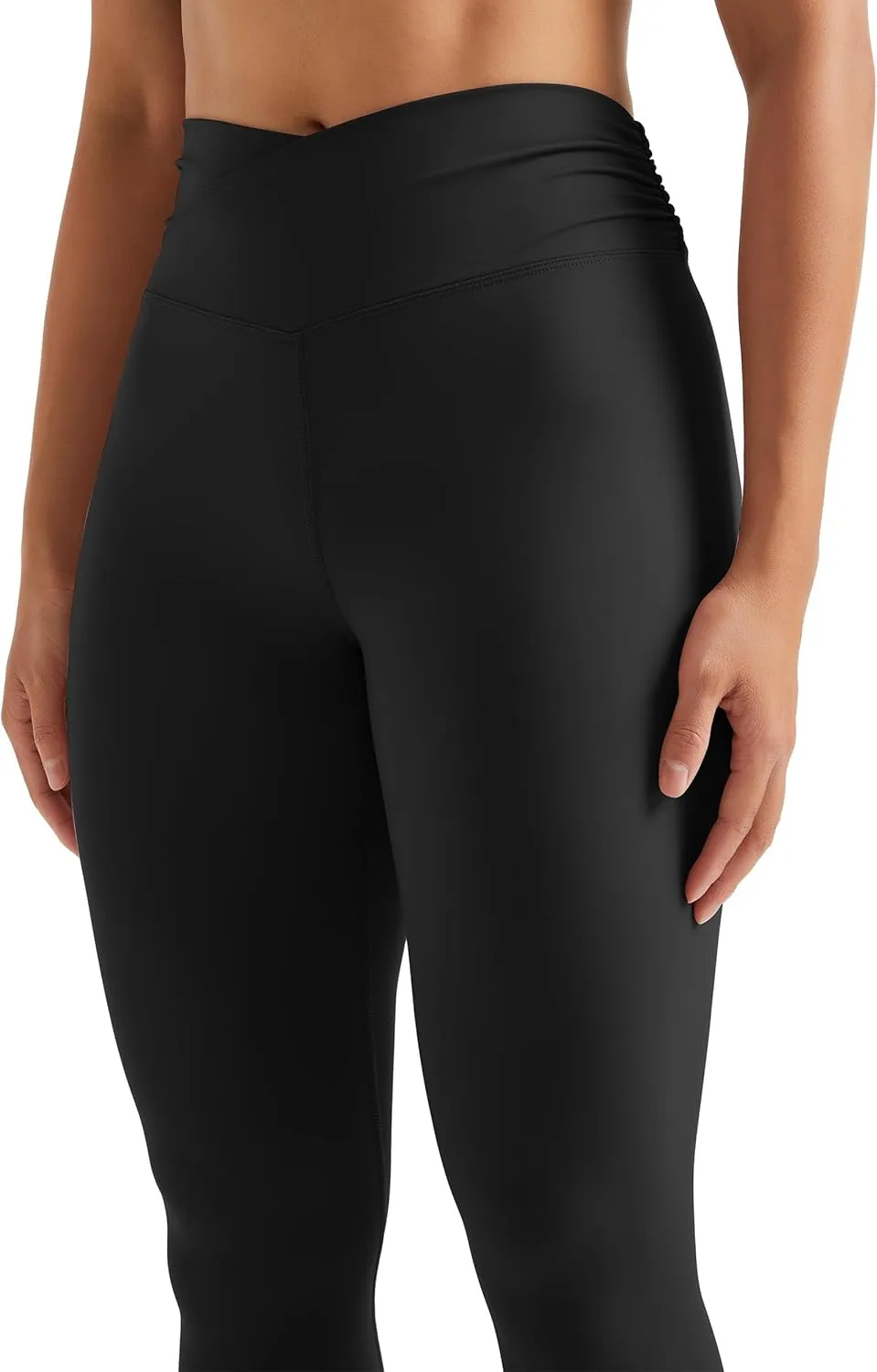 MOOSLOVER Women V Cross Waist Butt Lifting Leggings with Pockets High Waisted Yoga Pants