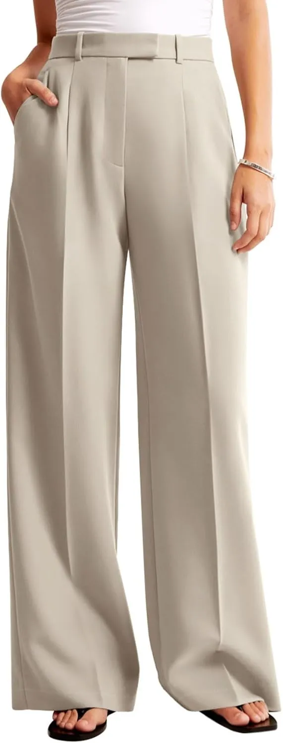 NIMIN Women Wide Leg Pants High Waisted Dressy Work Trousers Business Casual Palazzo Pants with Pockets
