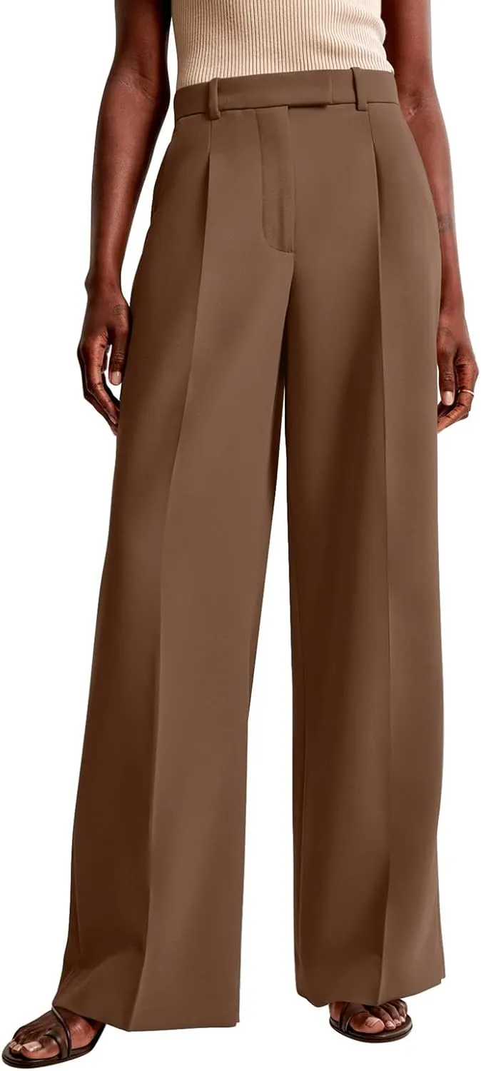 NIMIN Women Wide Leg Pants High Waisted Dressy Work Trousers Business Casual Palazzo Pants with Pockets