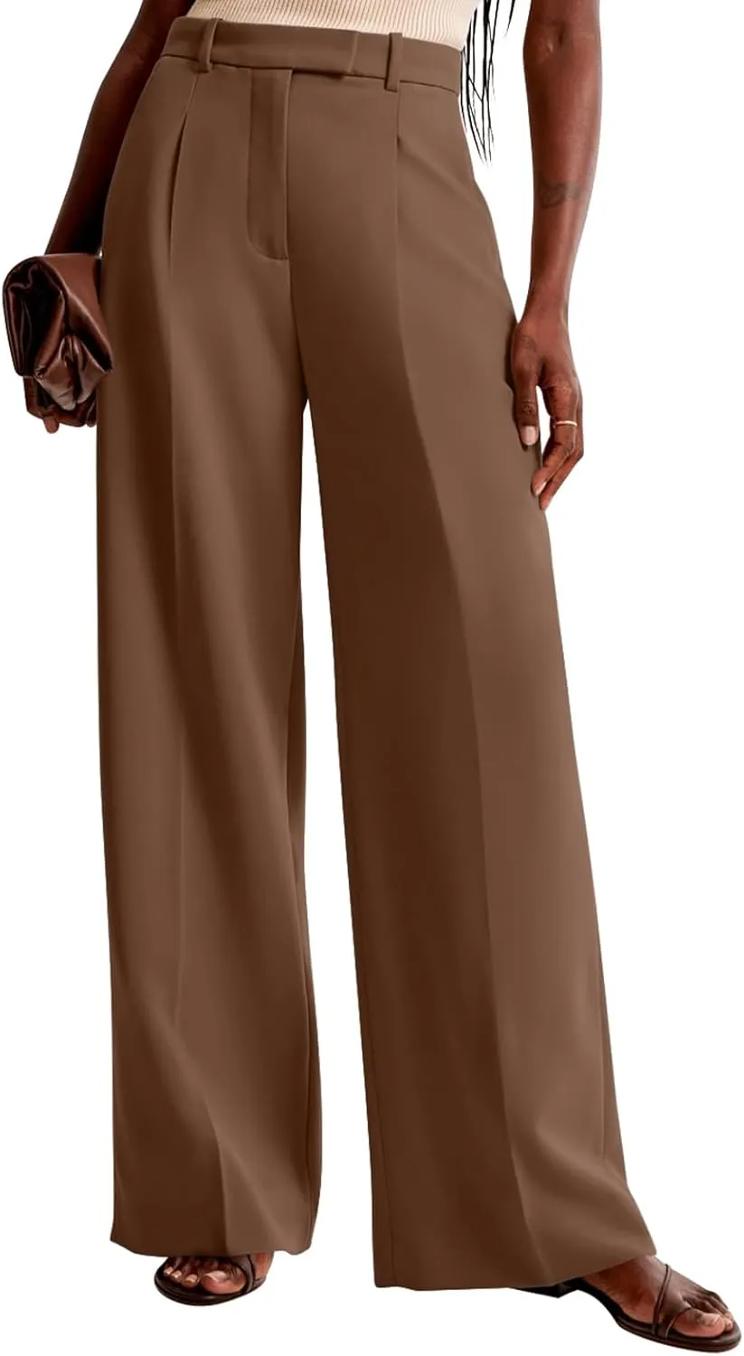 NIMIN Women Wide Leg Pants High Waisted Dressy Work Trousers Business Casual Palazzo Pants with Pockets