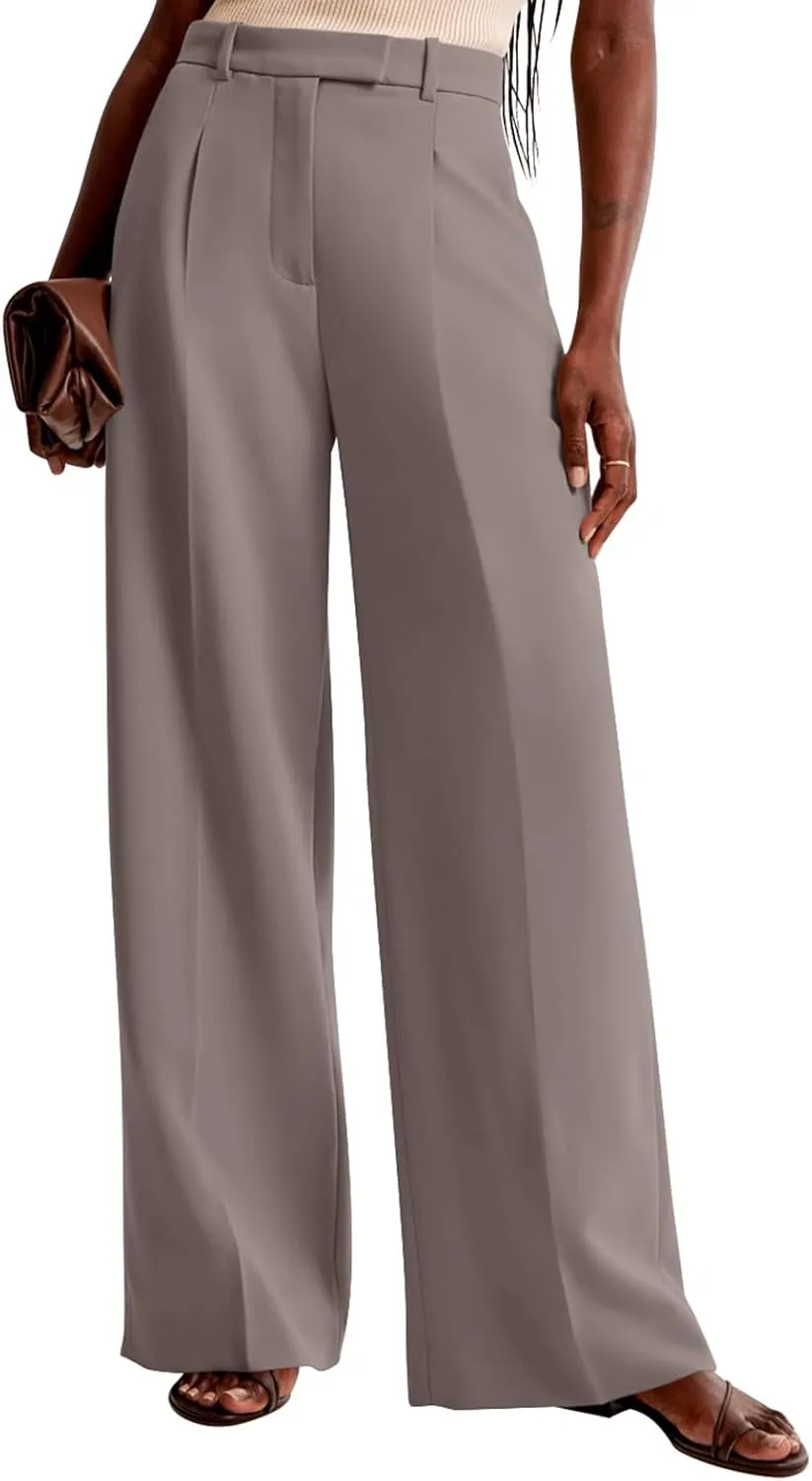 NIMIN Women Wide Leg Pants High Waisted Dressy Work Trousers Business Casual Palazzo Pants with Pockets