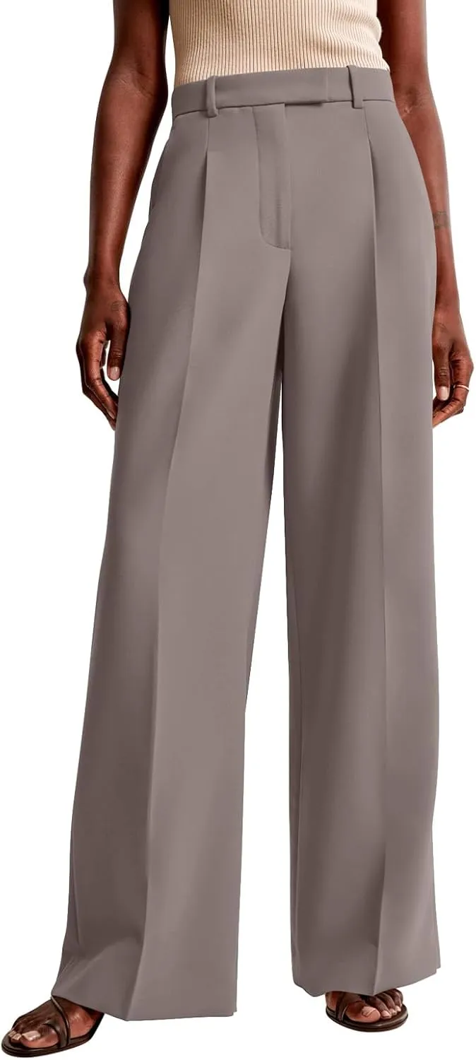 NIMIN Women Wide Leg Pants High Waisted Dressy Work Trousers Business Casual Palazzo Pants with Pockets