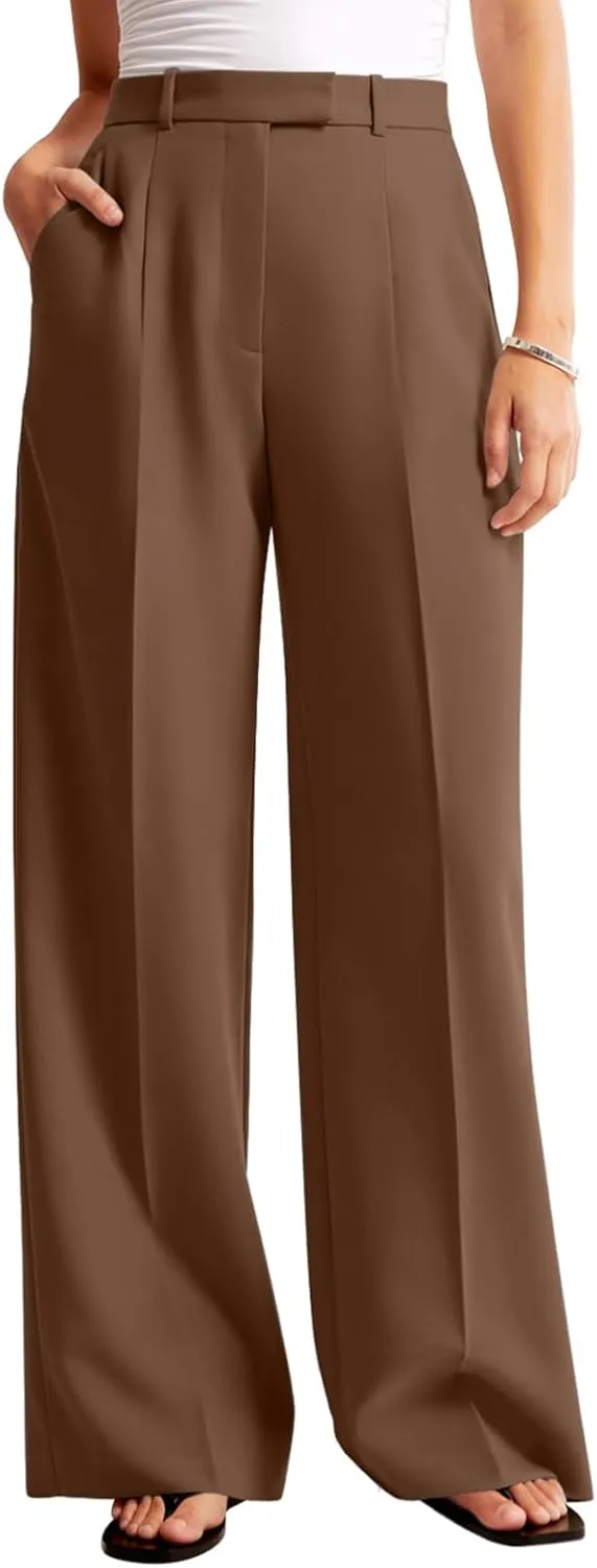 NIMIN Women Wide Leg Pants High Waisted Dressy Work Trousers Business Casual Palazzo Pants with Pockets
