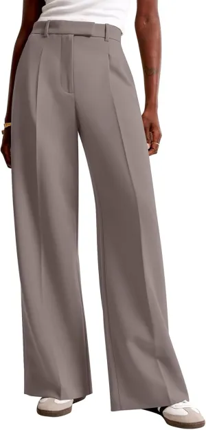NIMIN Women Wide Leg Pants High Waisted Dressy Work Trousers Business Casual Palazzo Pants with Pockets