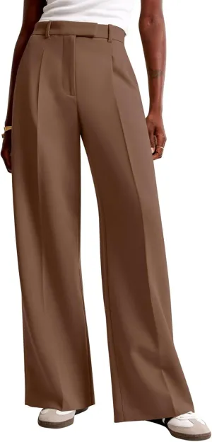 NIMIN Women Wide Leg Pants High Waisted Dressy Work Trousers Business Casual Palazzo Pants with Pockets