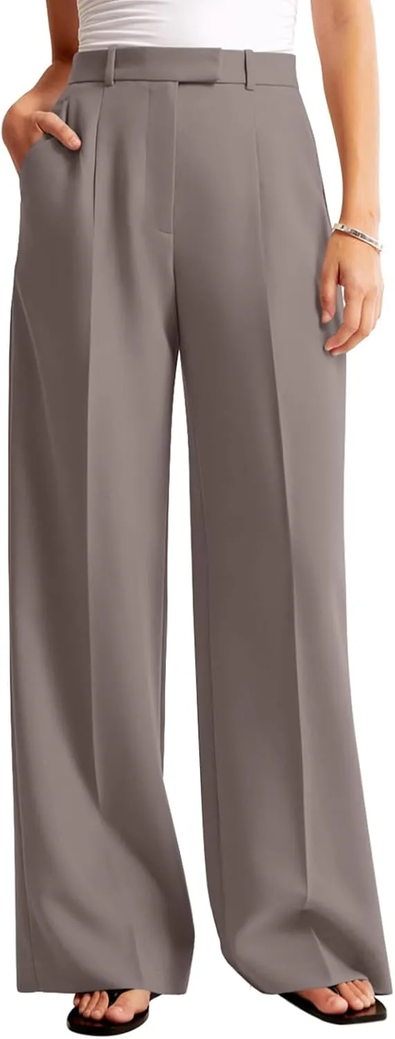 NIMIN Women Wide Leg Pants High Waisted Dressy Work Trousers Business Casual Palazzo Pants with Pockets