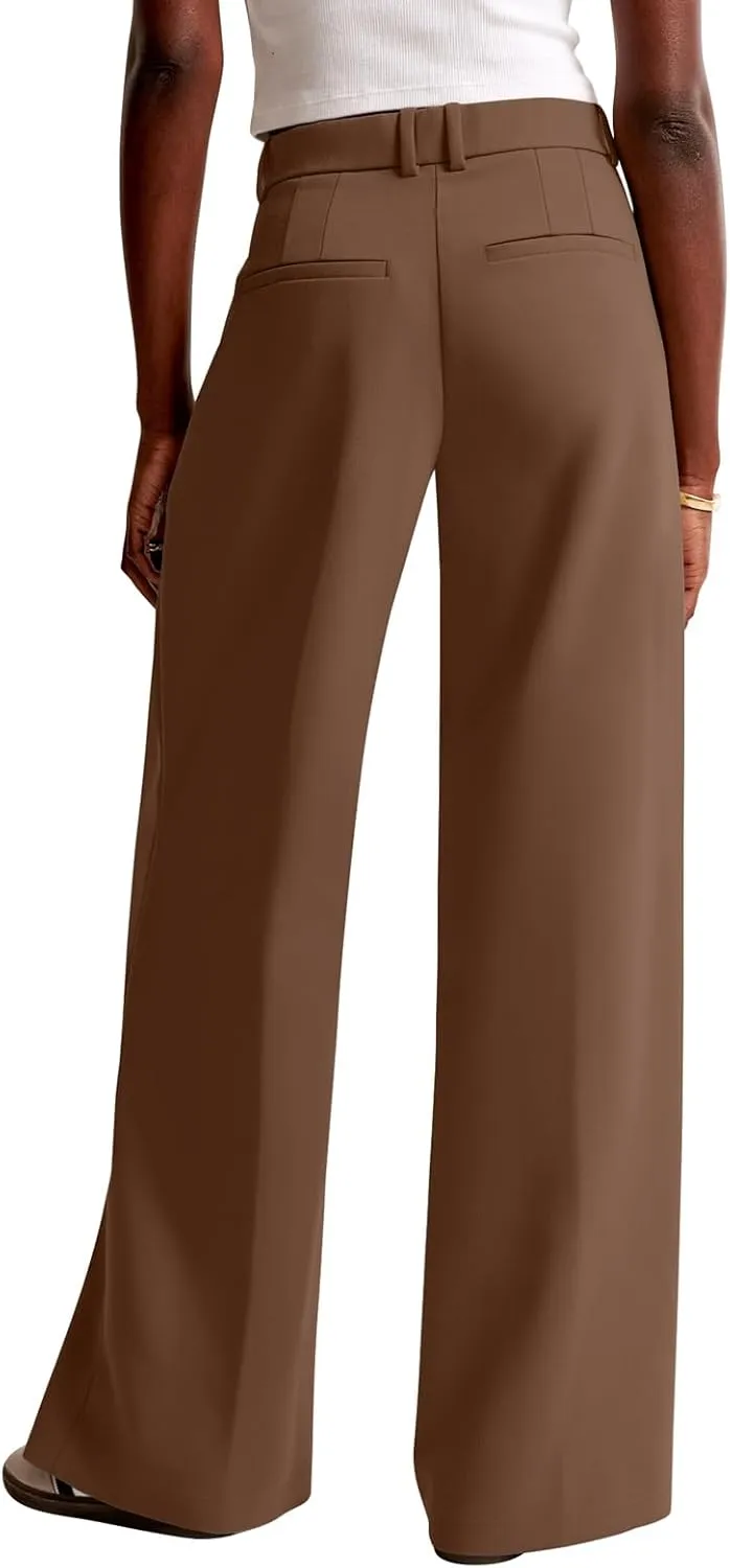 NIMIN Women Wide Leg Pants High Waisted Dressy Work Trousers Business Casual Palazzo Pants with Pockets