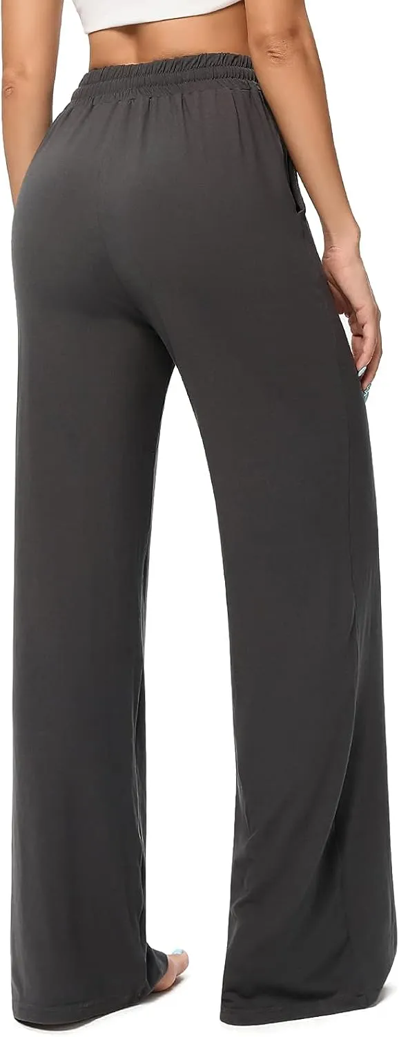 OLIKEME Womens Wide Leg Sweatpants High Waisted Drawstring Loose Lounge Pants Comfy Lightweight Workout Pants with Pockets