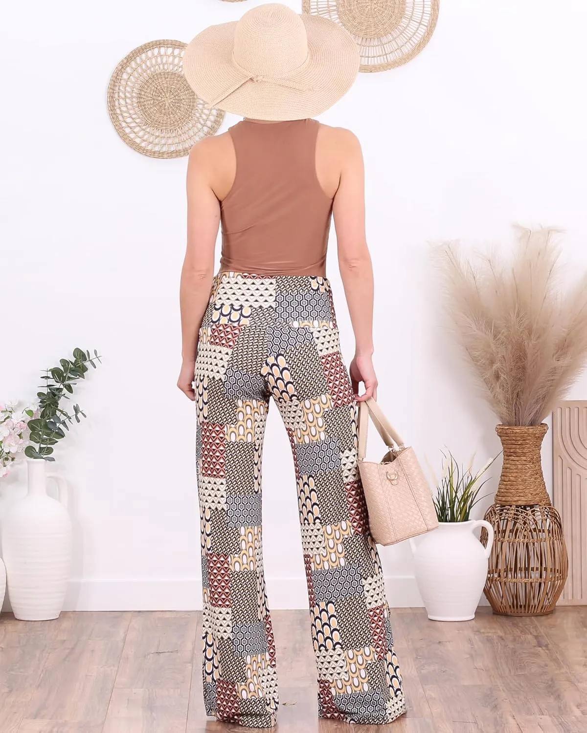Popana Palazzo Pants for Women Casual Summer Wide Leg Beach Pants Plus Size Made in USA