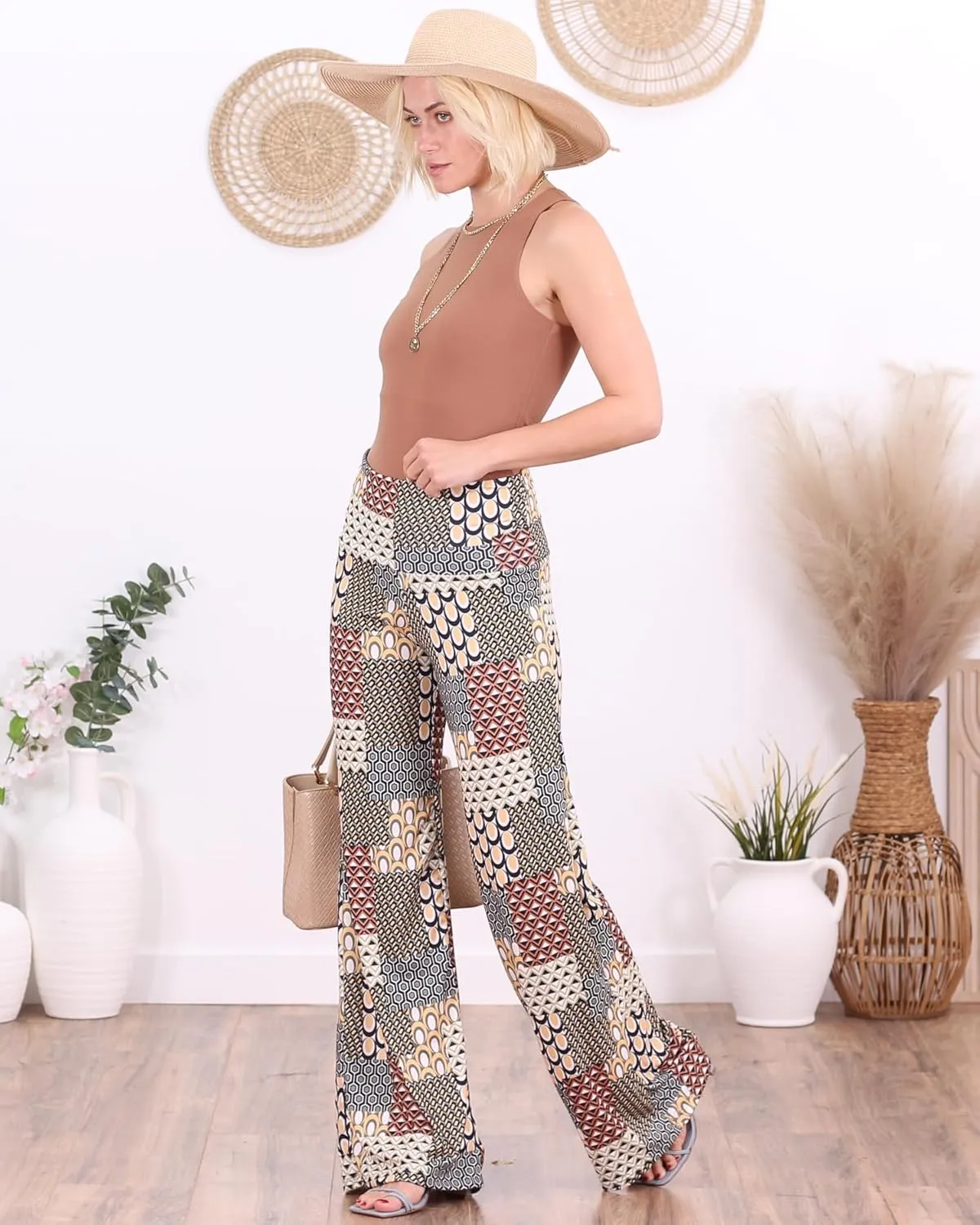 Popana Palazzo Pants for Women Casual Summer Wide Leg Beach Pants Plus Size Made in USA