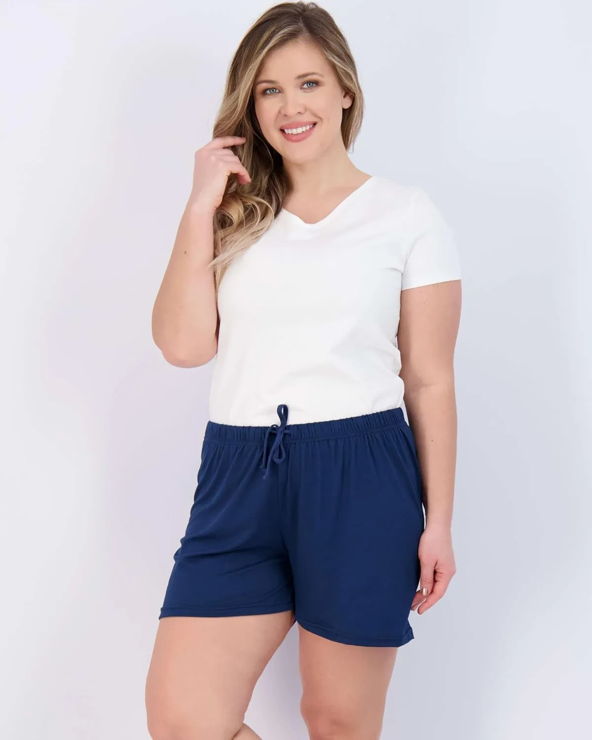 Real Essentials 3 Pack: Womens Ultra-Soft Comfy Stretch Pajama Lounge Shorts Elegant Sleepwear(Available In Plus Size)