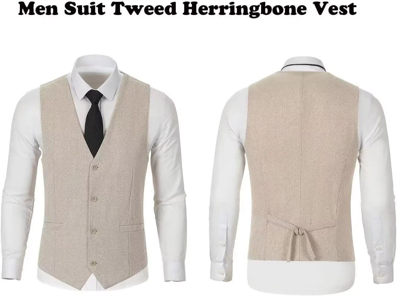 Retro Tweed Mens Suit Herringbone Slim Fit 2 Piece Men's Vest Sets Prom Wedding Waistcoat Vest Blazer Pants Groom