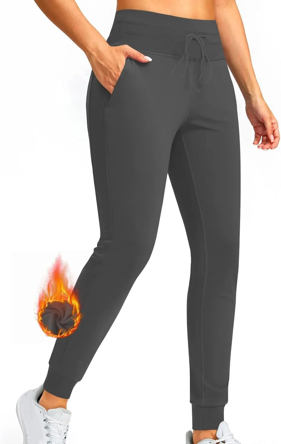 RKSTN Womens Fall Winter Yoga Pants Fleece Lined Leggings High Waist Drawstring Stretchy Sports Running Fitness Pant