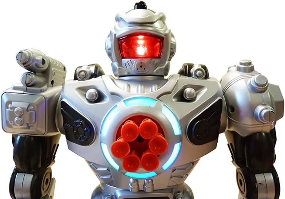 RoboAttack Large Remote Control Interactive Robot - Silver