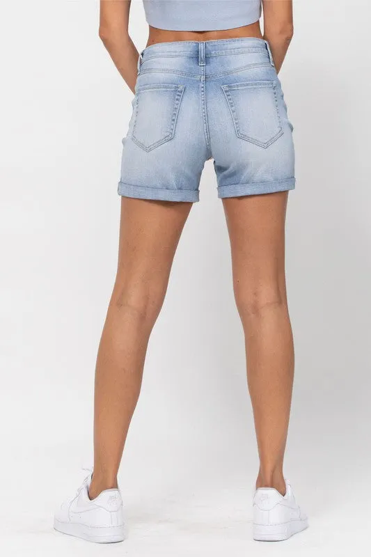 Rolled hem boyfriend shorts