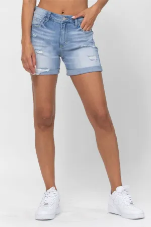 Rolled hem boyfriend shorts