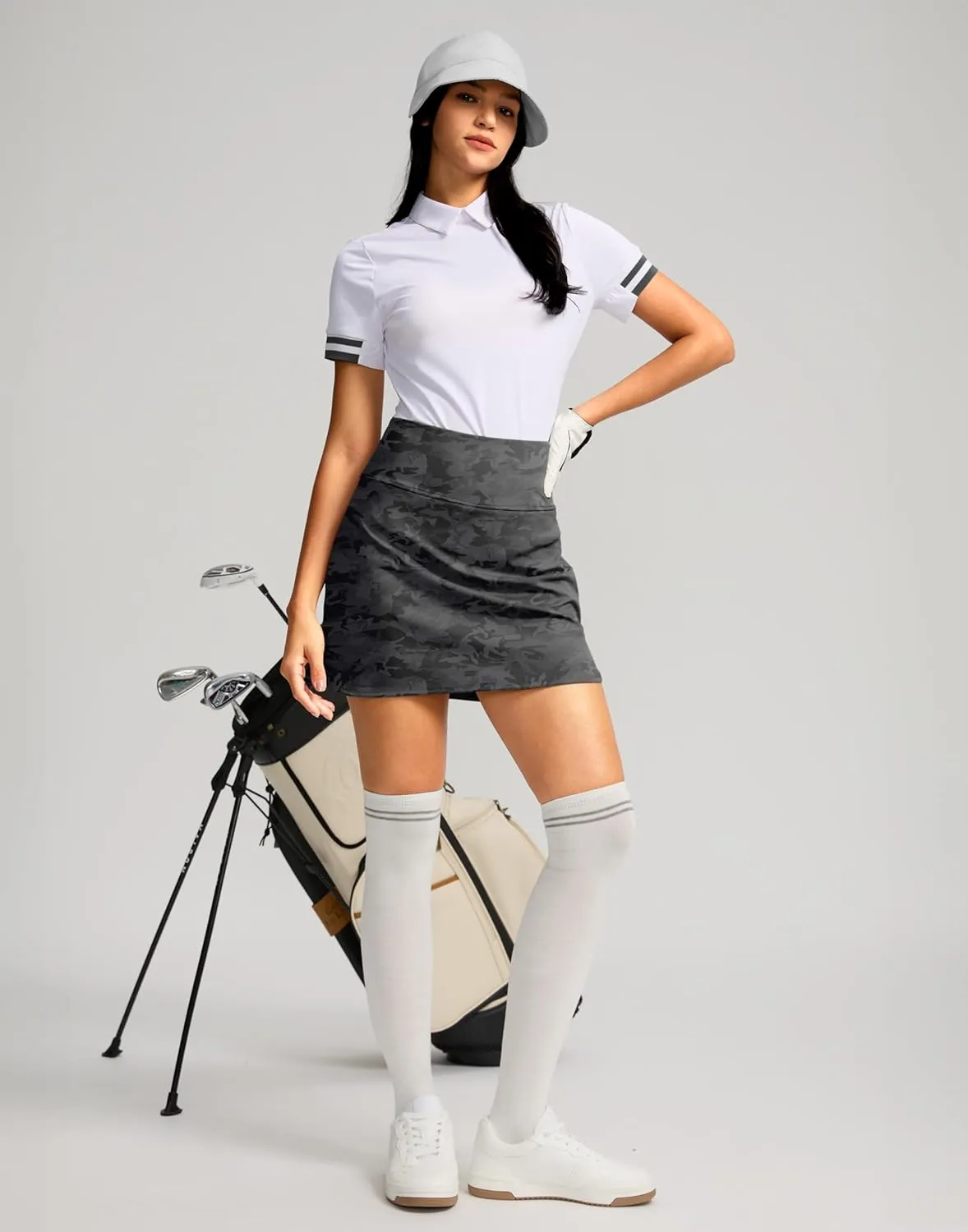 SANTINY Women's Golf Skirts Skorts High Waisted Tennis Skirt Athletic Workout Casual Skorts for Woman with Short Pockets
