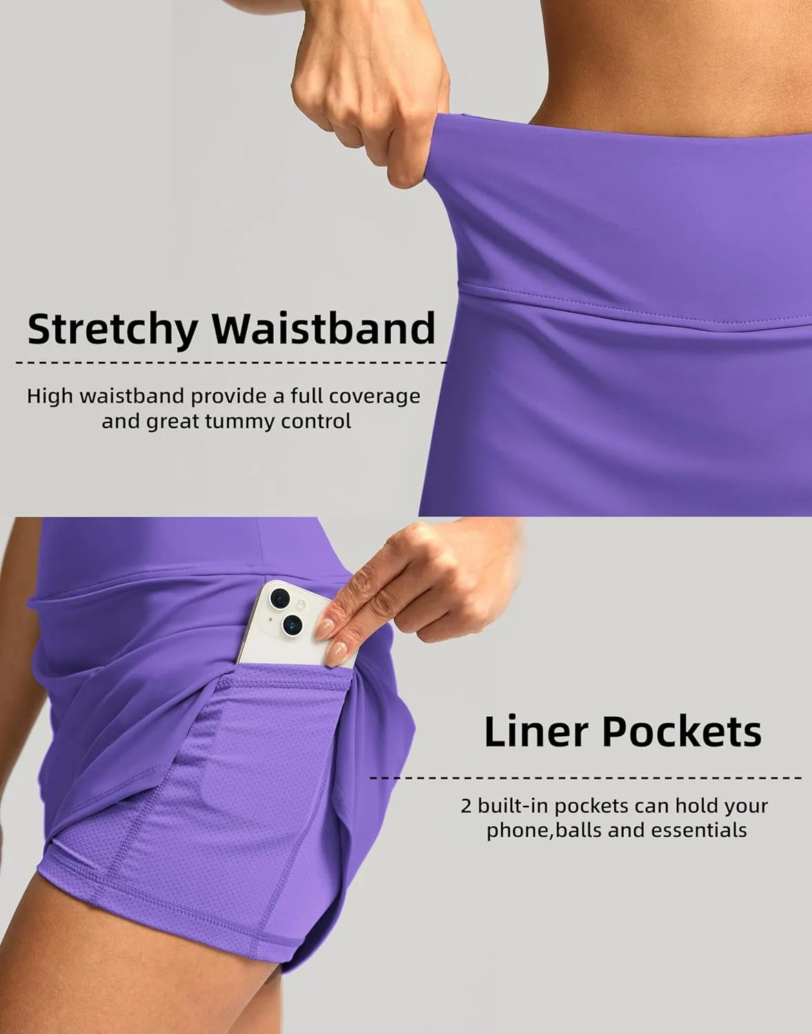 SANTINY Women's Golf Skirts Skorts High Waisted Tennis Skirt Athletic Workout Casual Skorts for Woman with Short Pockets