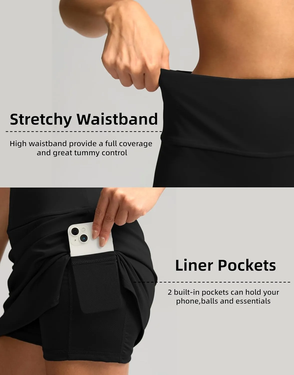 SANTINY Women's Golf Skirts Skorts High Waisted Tennis Skirt Athletic Workout Casual Skorts for Woman with Short Pockets
