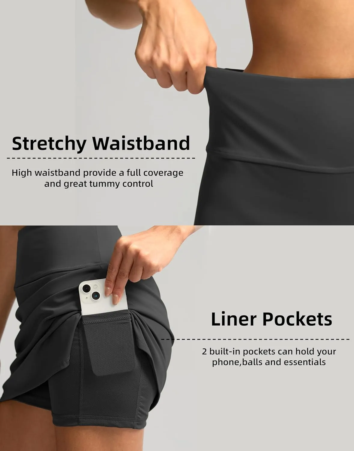 SANTINY Women's Golf Skirts Skorts High Waisted Tennis Skirt Athletic Workout Casual Skorts for Woman with Short Pockets