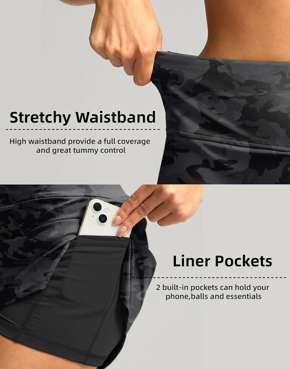 SANTINY Women's Golf Skirts Skorts High Waisted Tennis Skirt Athletic Workout Casual Skorts for Woman with Short Pockets