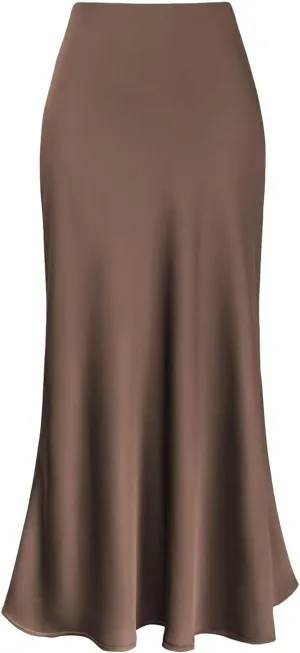 Satin Maxi Skirt for Women 2025 Trendy High Waisted Silk A-Line Skirts Party Summer Spring Elegant Long Dress