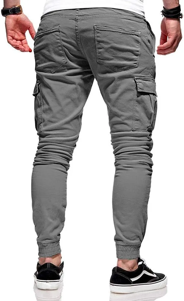 sdbrld Cargo Pants For Men Men's Fashion Outdoor Hiking Joggers Solid Drawstring Recreation Fitness Cargo Pants with Pocket
