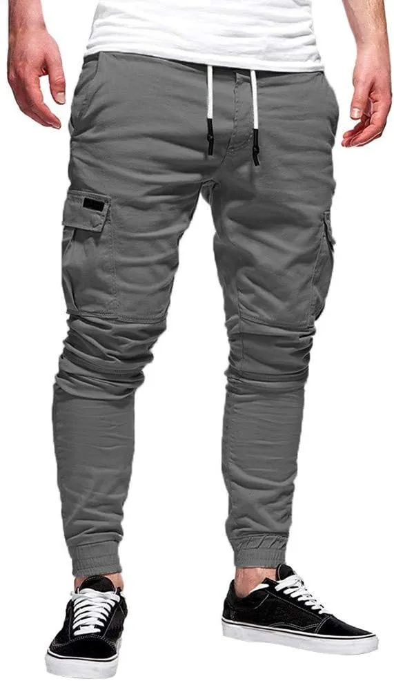 sdbrld Cargo Pants For Men Men's Fashion Outdoor Hiking Joggers Solid Drawstring Recreation Fitness Cargo Pants with Pocket