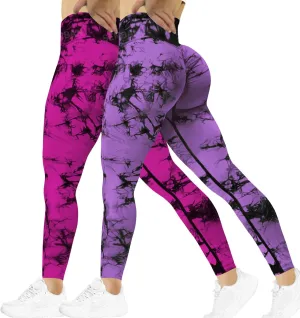 SENBAN Women Scrunch Workout Leggings: Butt Lifting High Waisted Yoga Pants - Tie Dye Seamless Booty Gym Leggings