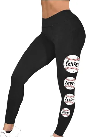 Sinzelimin Baseball Leggings for Womens 2025 Fashion Tights Trouser Yoga Legging Stretch Slim Fit Sport Pant Jogger Sweatpant