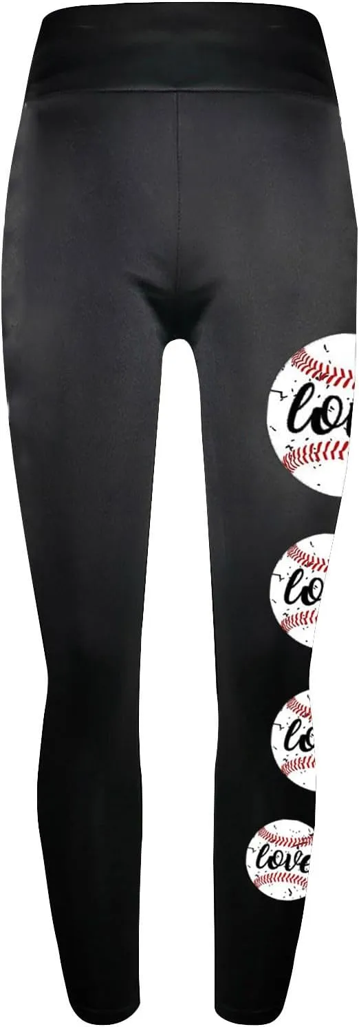 Sinzelimin Baseball Leggings for Womens 2025 Fashion Tights Trouser Yoga Legging Stretch Slim Fit Sport Pant Jogger Sweatpant
