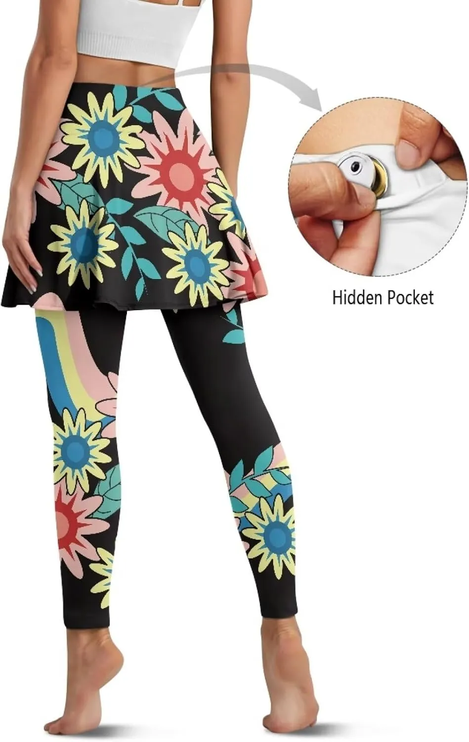 Skirted Leggings for Women Tennis Yoga Pleated Skirt Tummy Control Jogger Skirted Lightweight Pants Gym Leggings