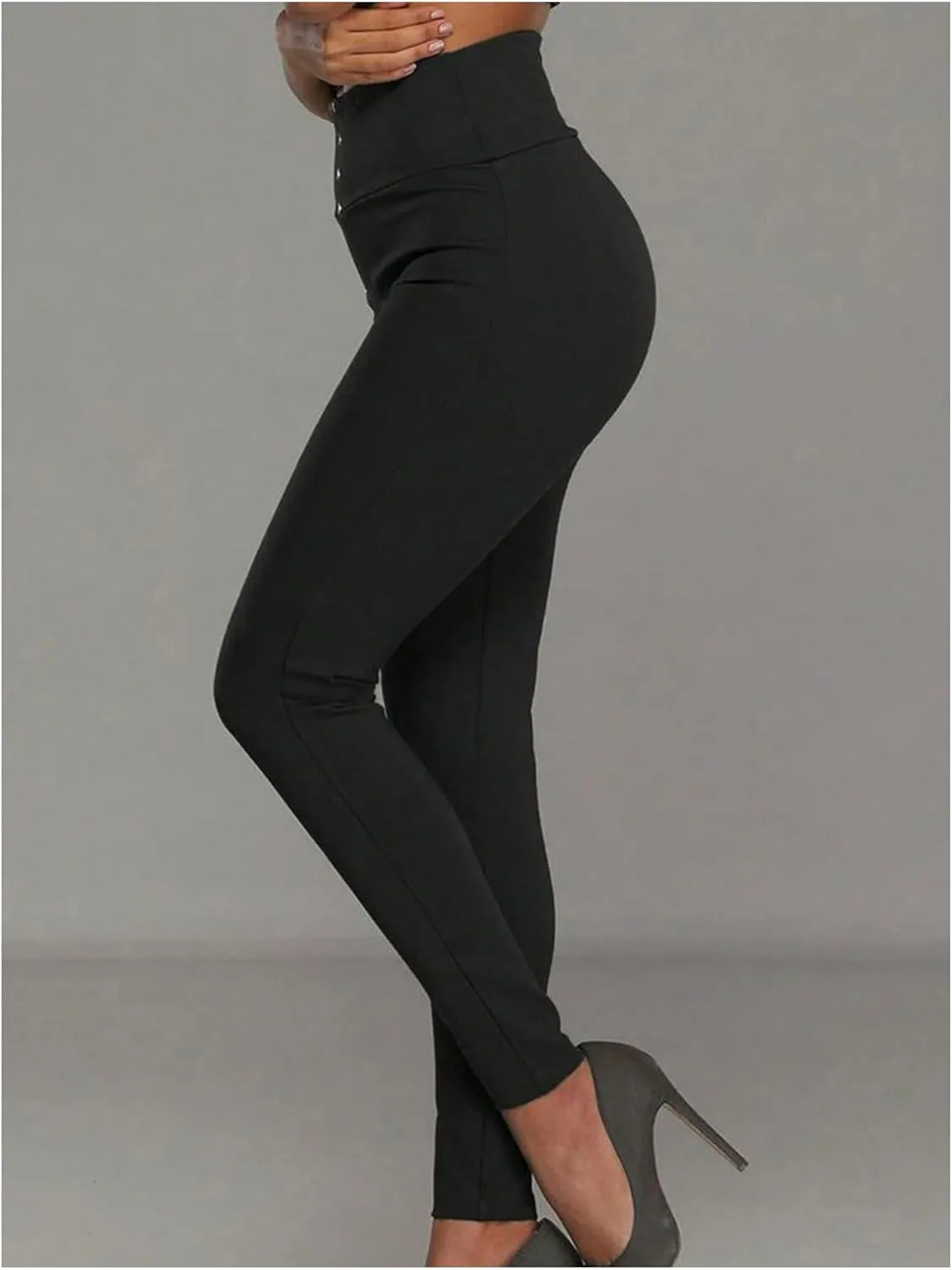 SweatyRocks Women's High Waisted Pants Button Front Skinny Casual Work Trousers