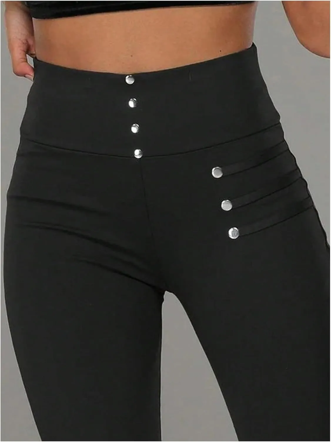 SweatyRocks Women's High Waisted Pants Button Front Skinny Casual Work Trousers