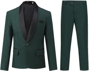 SWOTGdoby Boys Suits 2 Piece Slim Fit Suit Set Shawl Lapel Blazer Tux Jacket Pants Formal Dress Tuxedo Suits for Boy