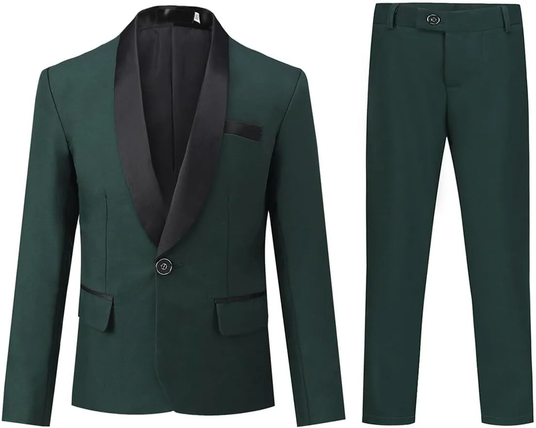 SWOTGdoby Boys Suits 2 Piece Slim Fit Suit Set Shawl Lapel Blazer Tux Jacket Pants Formal Dress Tuxedo Suits for Boy