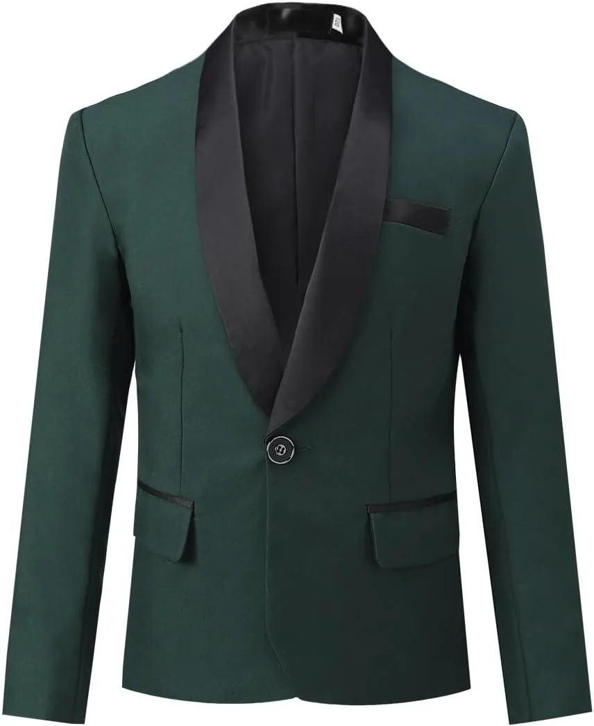SWOTGdoby Boys Suits 2 Piece Slim Fit Suit Set Shawl Lapel Blazer Tux Jacket Pants Formal Dress Tuxedo Suits for Boy