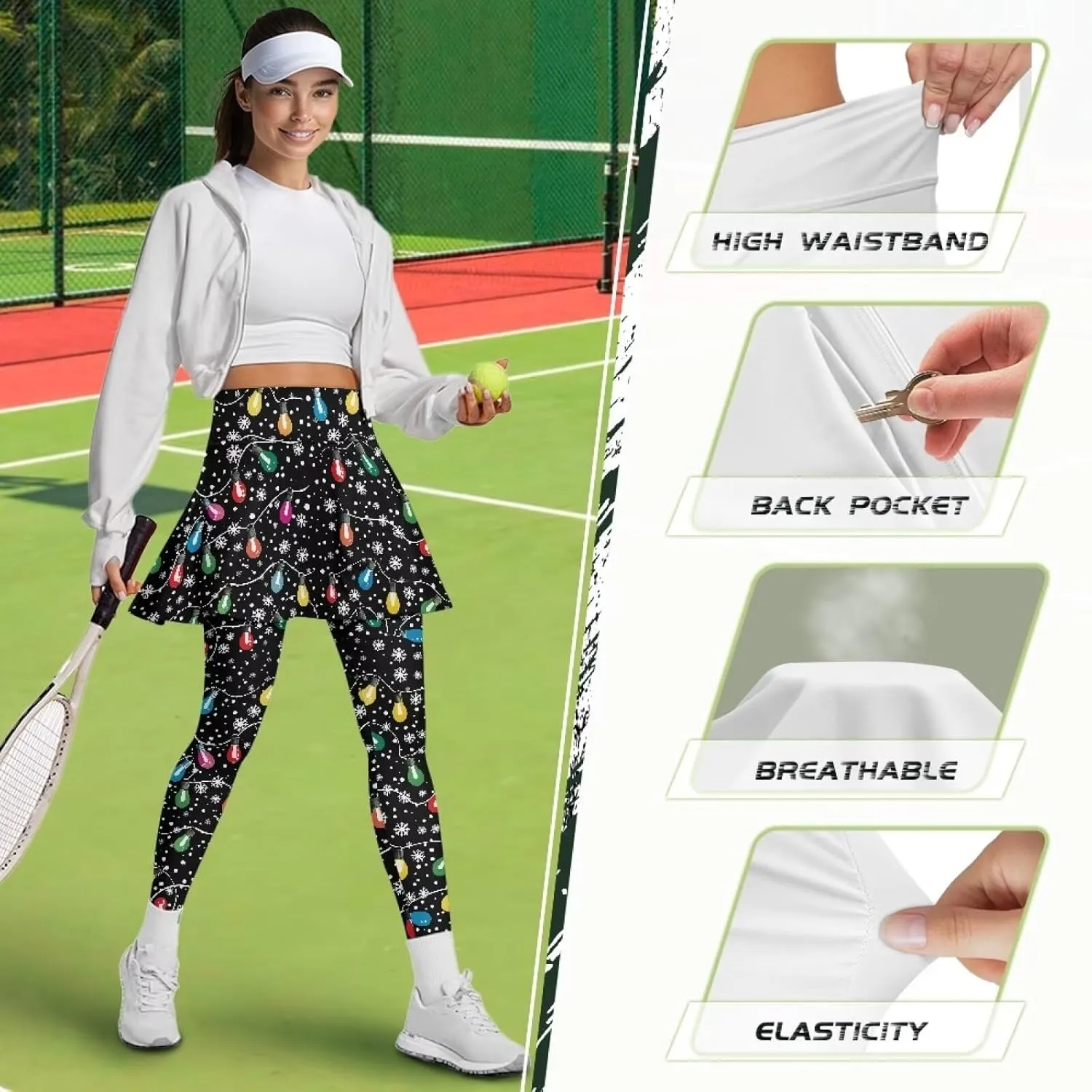 Tennis Skirted Leggings for Women Athletic Skirt with Leggings Yoga Golf Skort High Waisted Workout Pants