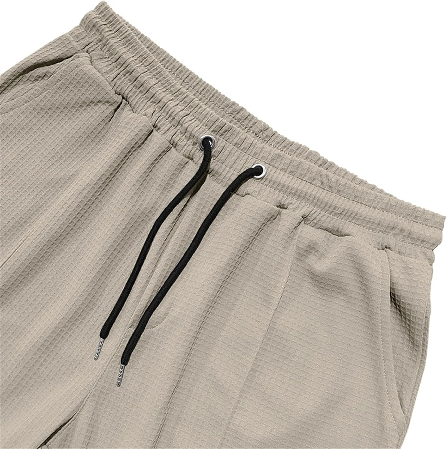 Waffle Pants for Men Corduroy Wide Leg Elastic Athletic Sweatpants Casual Loose Breathable Business Work Trousers